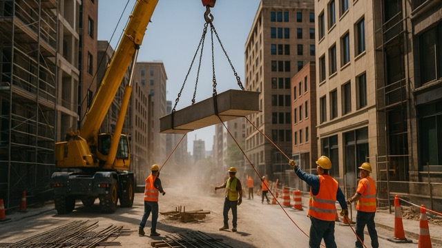 Construction site managed by freight broker in construction