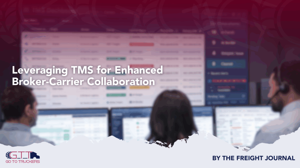 Transportation management system dashboard supporting broker-carrier collaboration in a logistics control center.